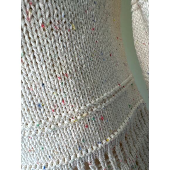 LA VIE Rebecca Taylor Crochet Sweater Oatmeal Multi Color Speckled XS - Picture 6 of 10